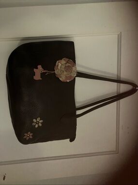 Classic Brown  Leather Tote with Floral Charm Radley of London